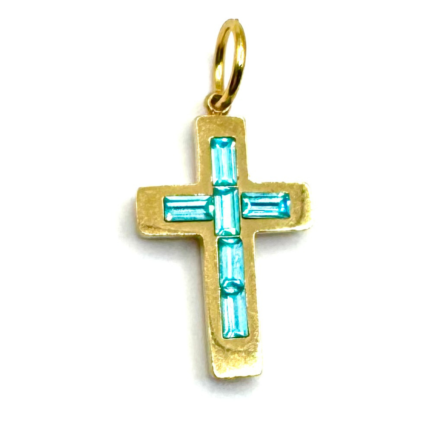 Cross with Turquoise Crystals Charm