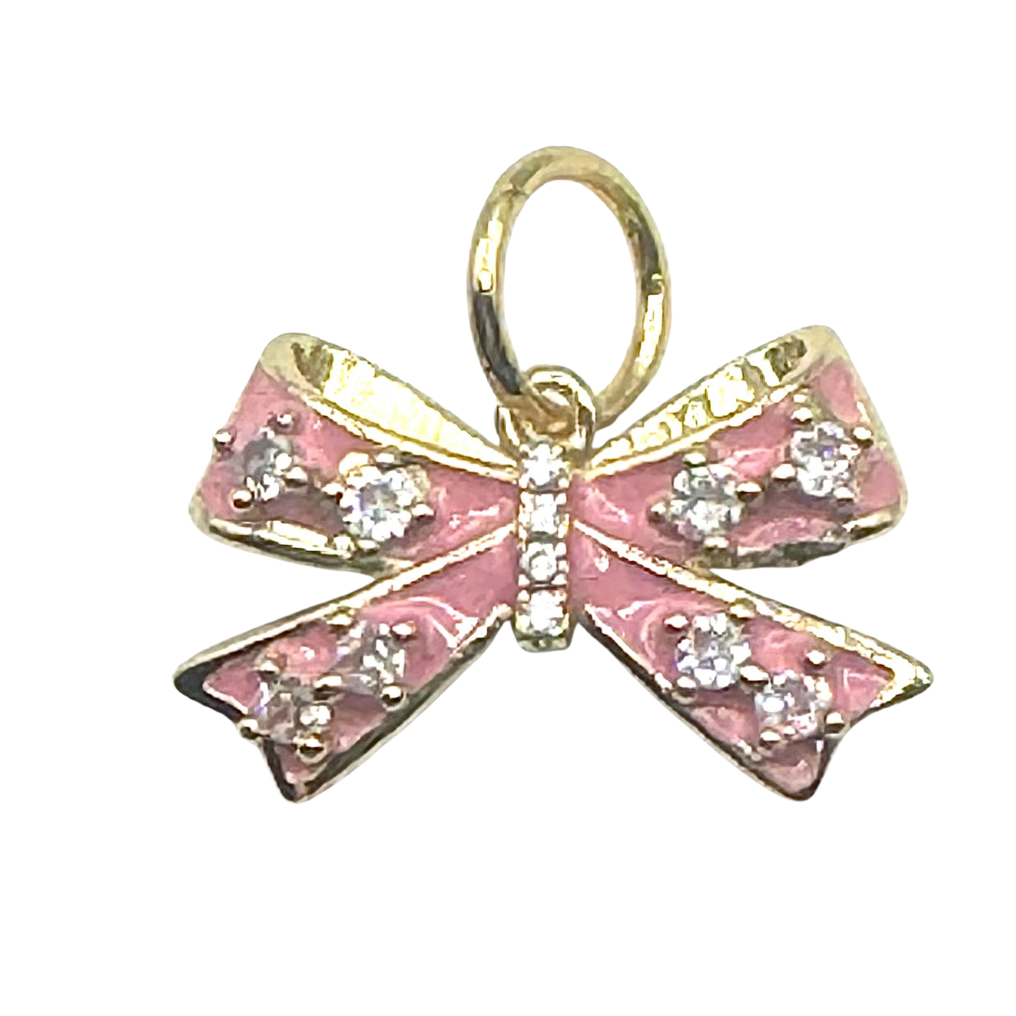 Bow Pink with Crystals Charm