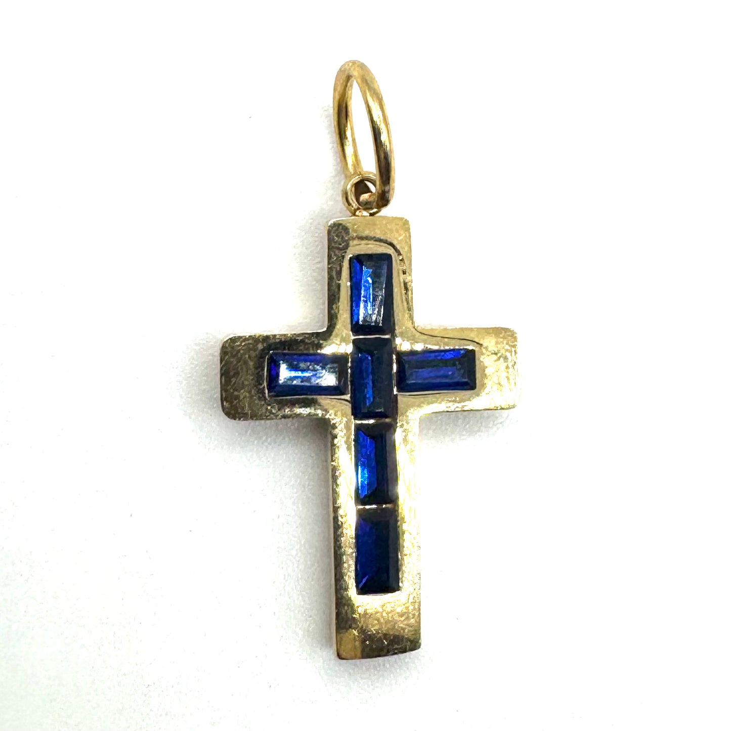 Cross with Royal Blue Crystals Charm