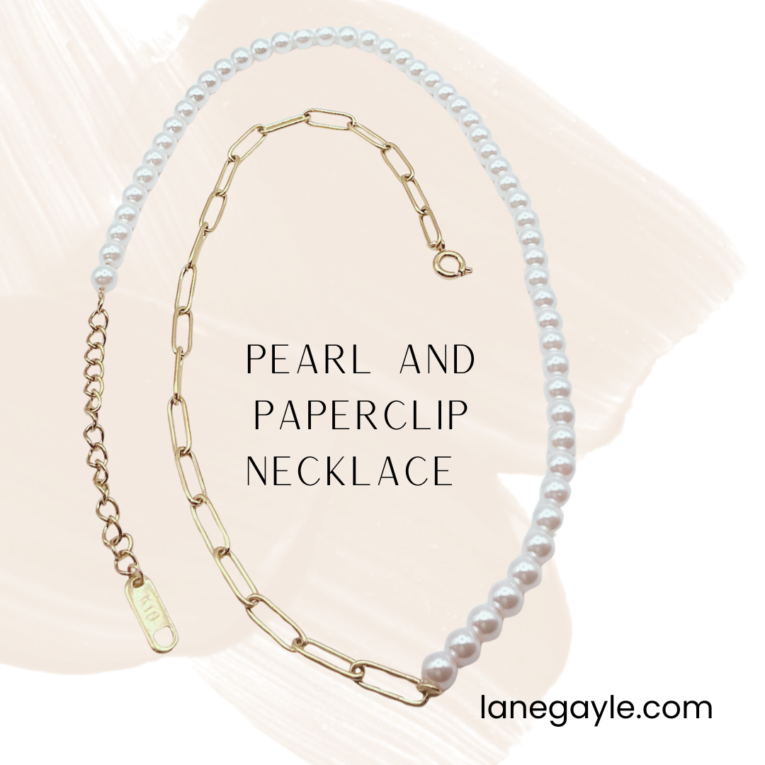 Lisette Pearl and Paperclip Necklace