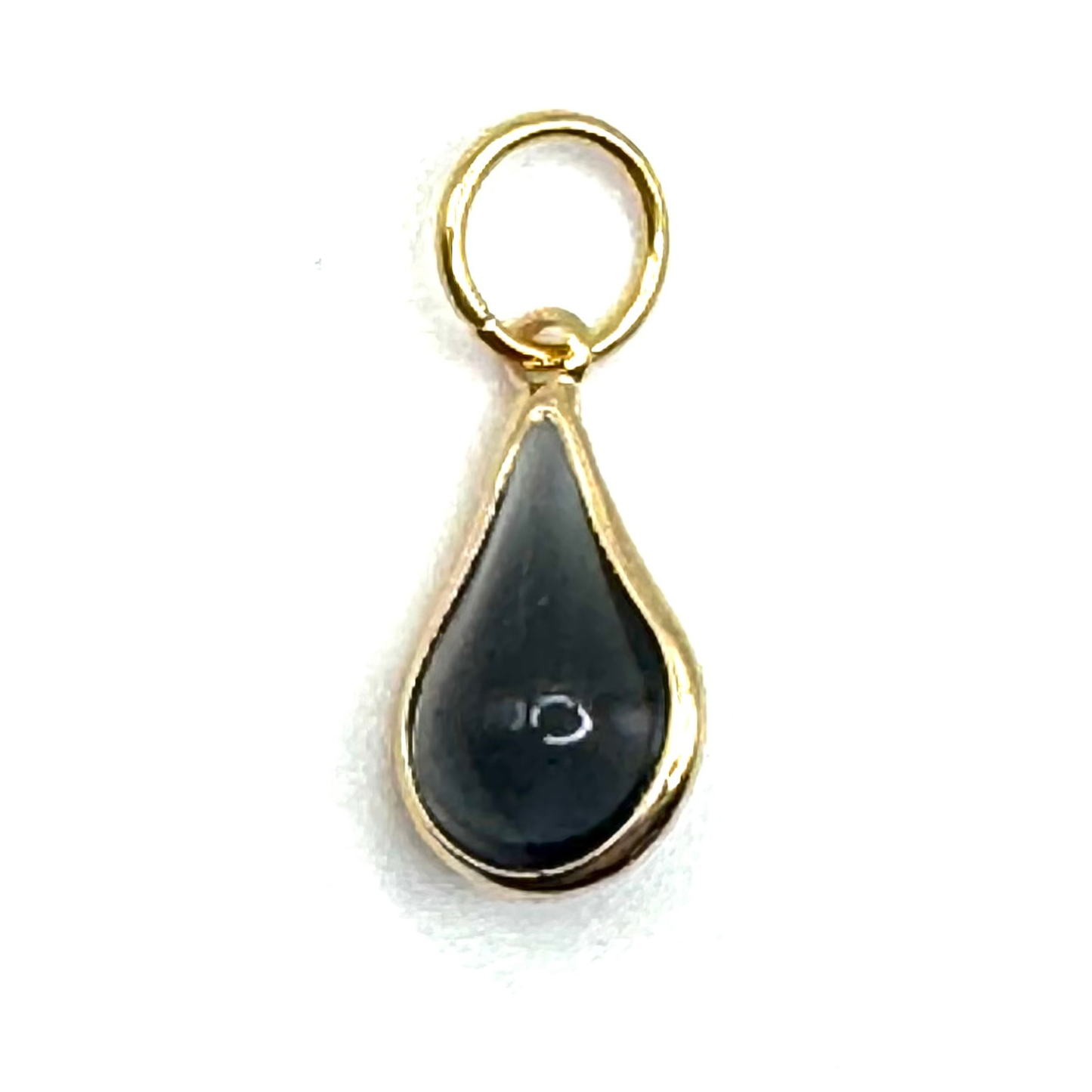 Smoky Black Glass Drop Charm