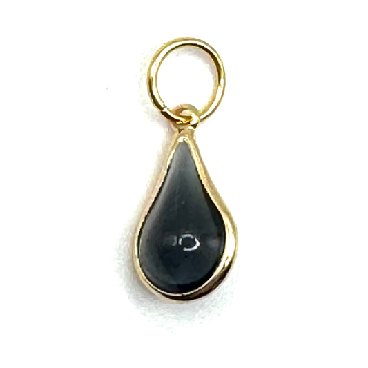 Smoky Black Glass Drop Charm