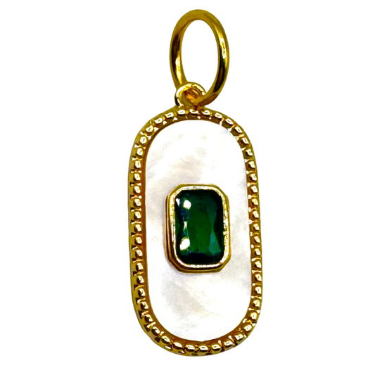 Long Oval White Marbly Charm
