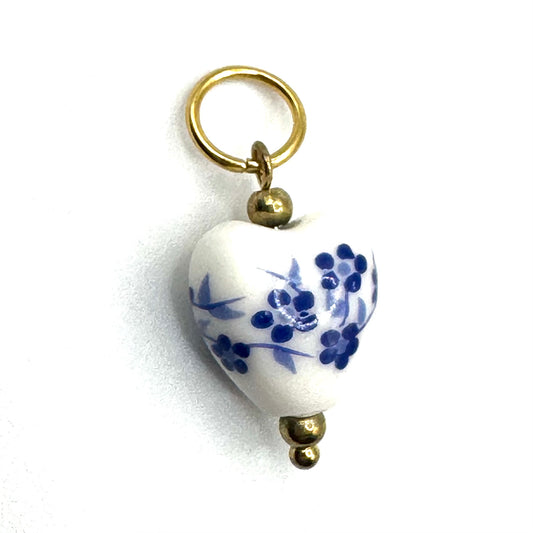 Heart Blue Floral Charm