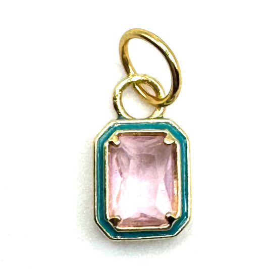 Pink Ice Block Turquoise Rim Charm
