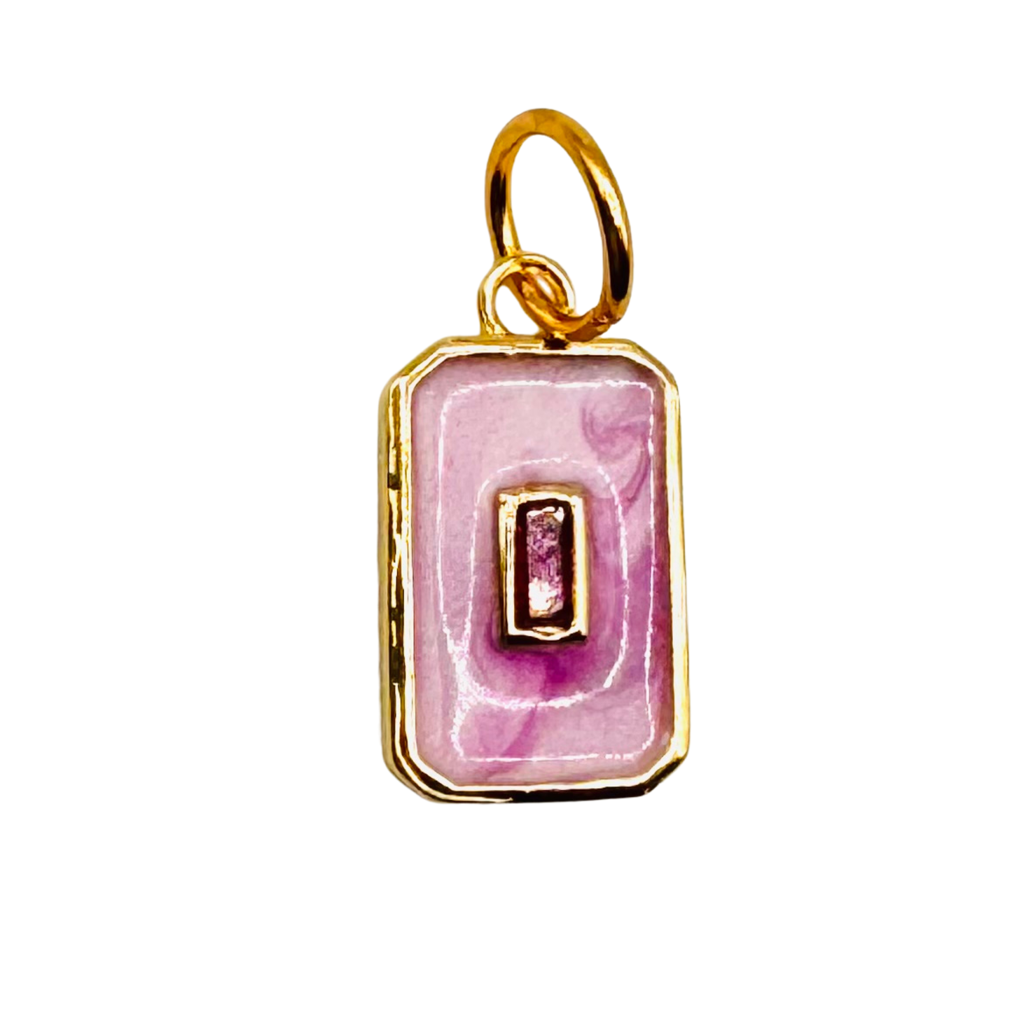 Octagon Lavender Pink Marbled Charm