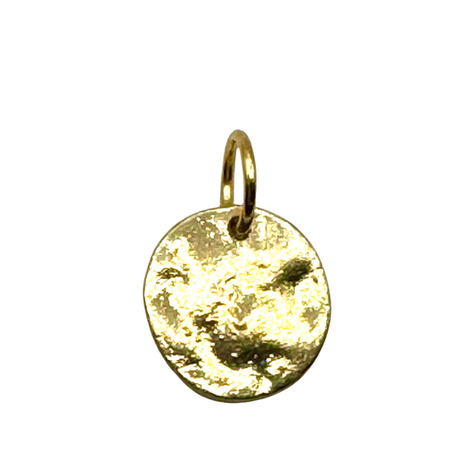 Gold Disc Hammered Charm