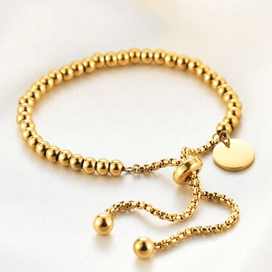 Gold Bead Ball Adjustable Bracelet